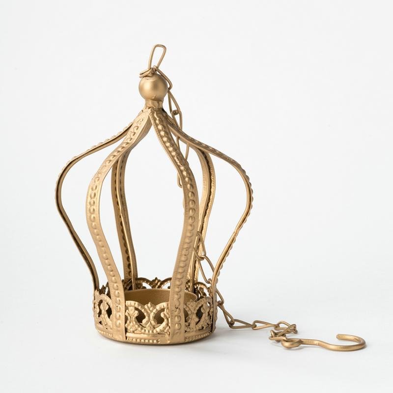 Gold Crown Shaped Iron Candle Holder