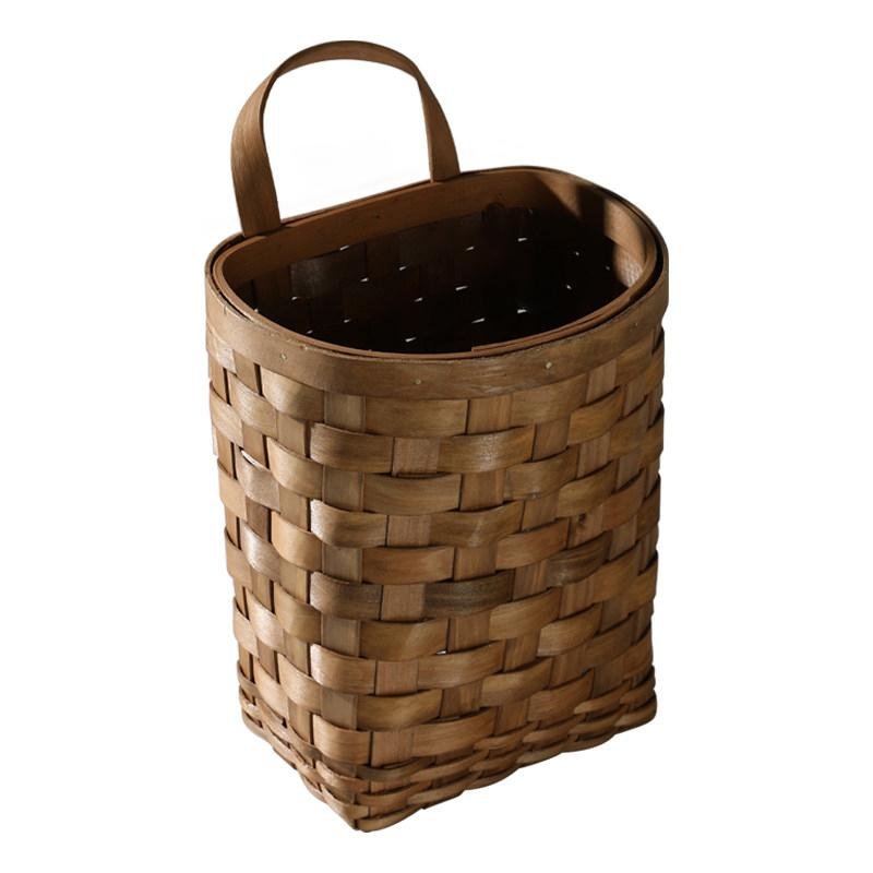 Wood Hanging Platted Storage Basket with Single Handle