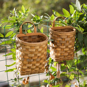 Wood Hanging Platted Storage Basket with Single Handle