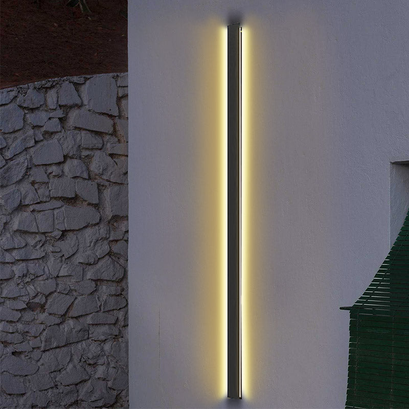 Long Linear LED Waterproof Black Minimalist Outdoor Wall Lights Exterior Lights