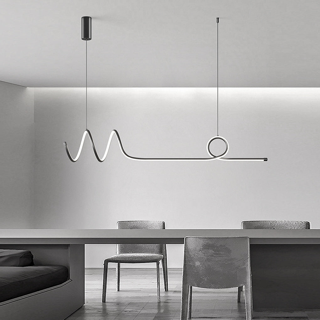 Minimalist Waves Circular Stepless Dimming LED Intelligent Chandeliers