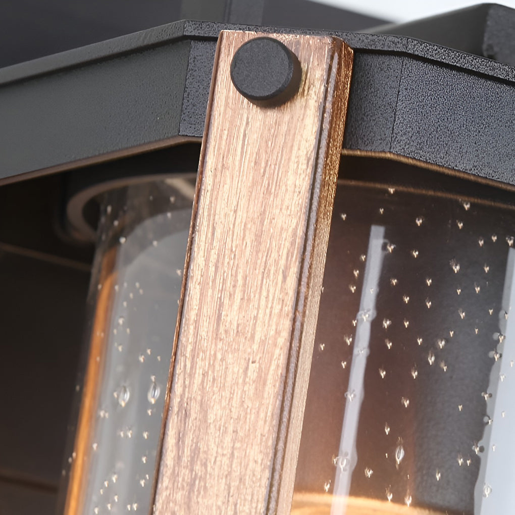 Lantern Shaped Waterproof Glass Black Industrial Outdoor Wall Sconce Lighting
