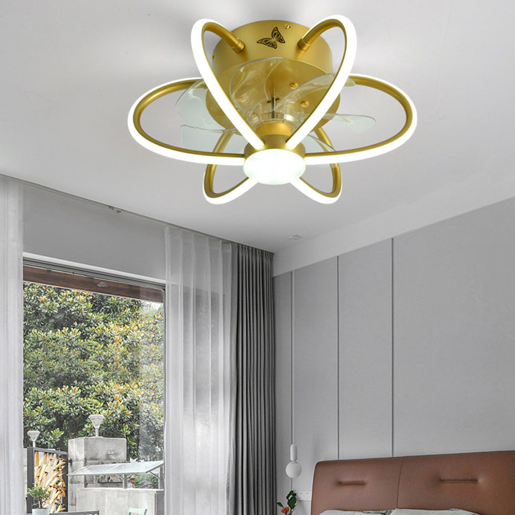 Flower Intelligent Dimmable LED Modern Bladeless Ceiling Fans with Remote