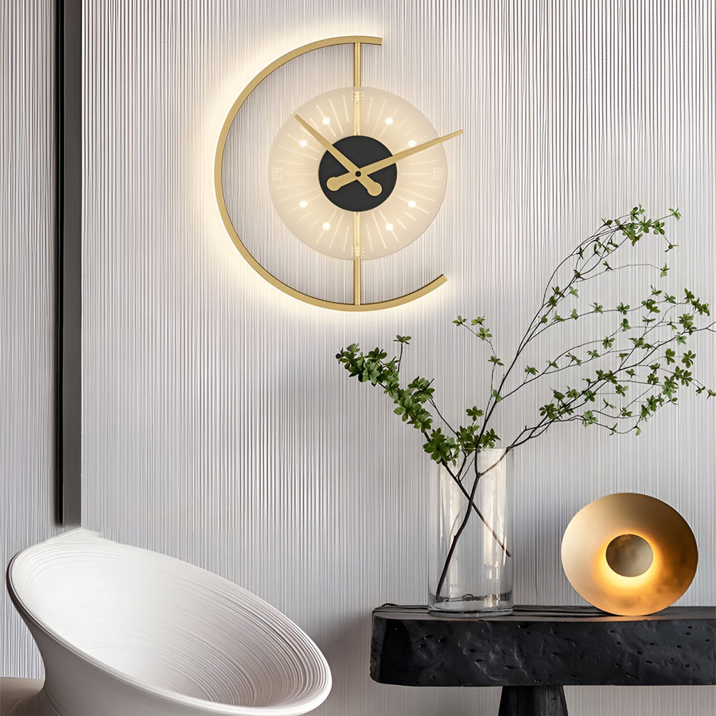 Creative Mute Clock Shaped LED Nordic Wall Lamp Wall Sconce Lighting - Dazuma