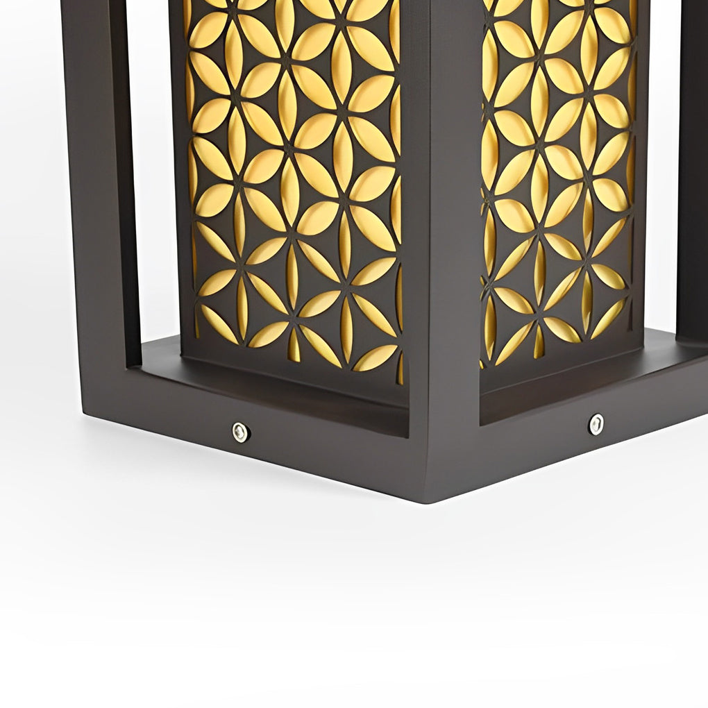 Floral Pattern LED Lawn Lamp Unique Modern Pathway Lights Black