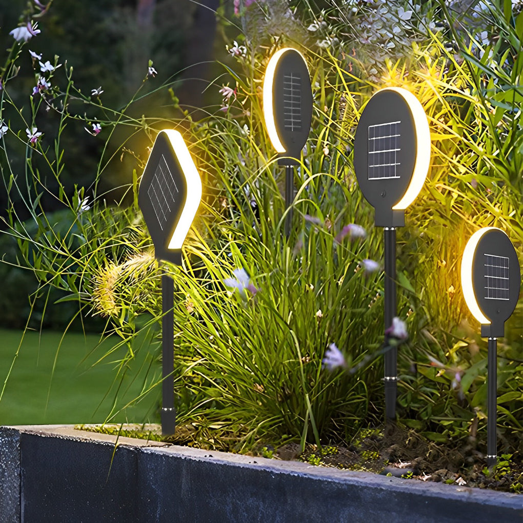 Circular Geometric Shape Waterproof LED Black Modern Solar Lawn Light - Dazuma