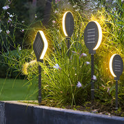 Circular Geometric Shape Waterproof LED Black Modern Solar Lawn Light - Dazuma