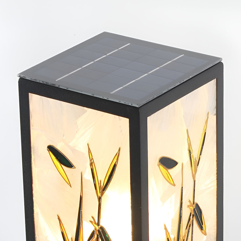 Vintage Square Solar LED Path Light Artistic Floral Landscape Bollard Lights