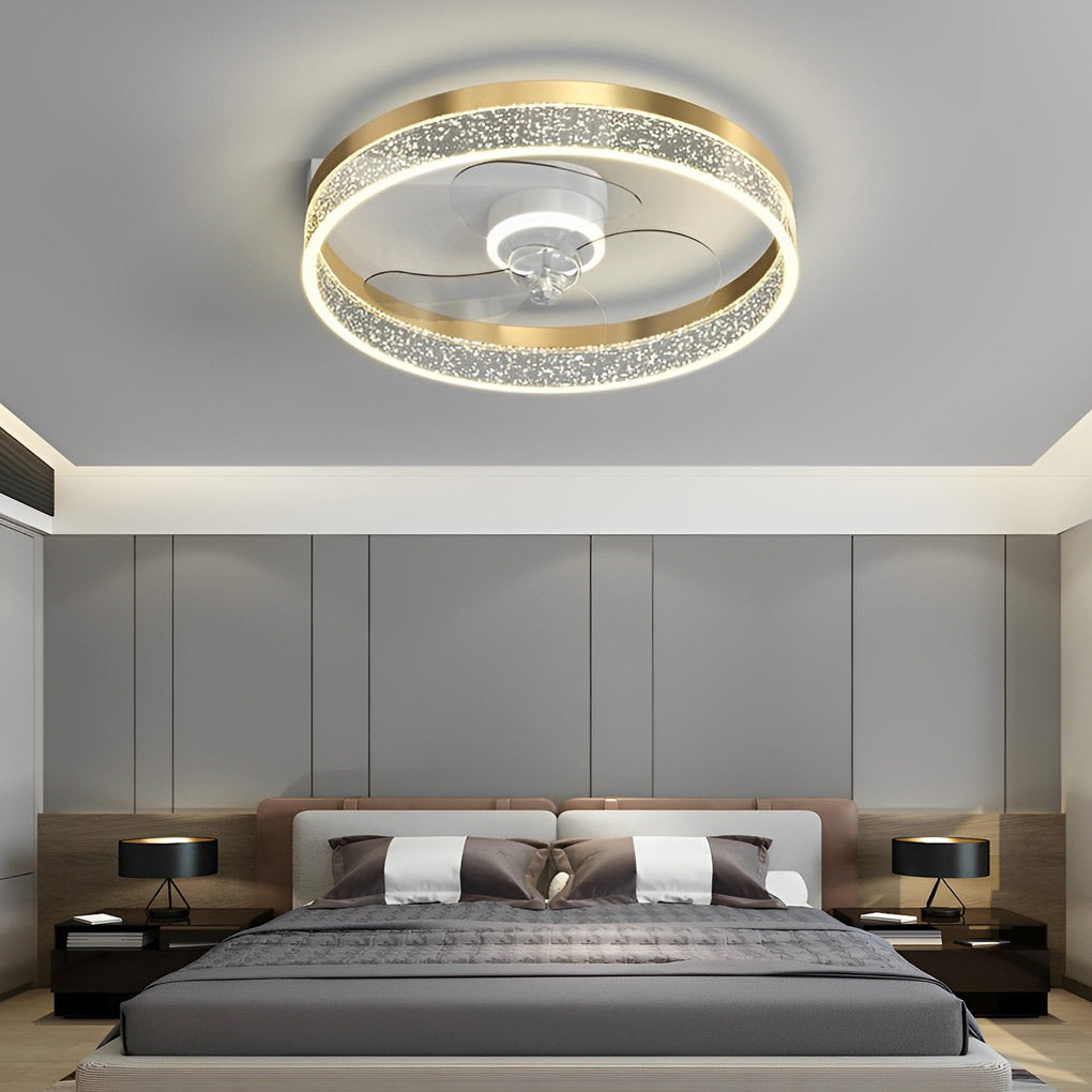 Round Creative LED Mute Intelligent Modern Bladeless Ceiling Fans Lamp