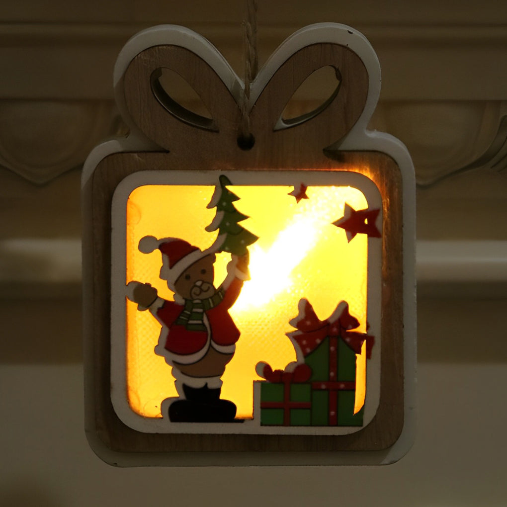 2 Pc Wood Creative Modern Hanging Ornaments Decorations with Button Battery