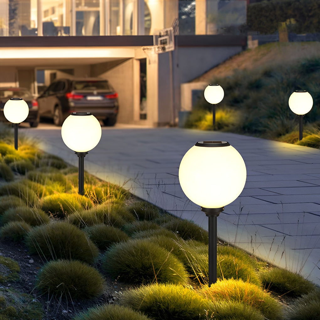 Adjustable Brightness LED Solar Pathway Lights Round Ball Design