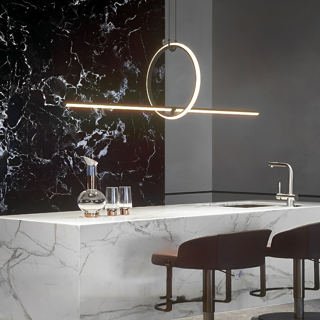 Long Linear Ring Three Step Dimming Modern Minimalist LED Chandeliers