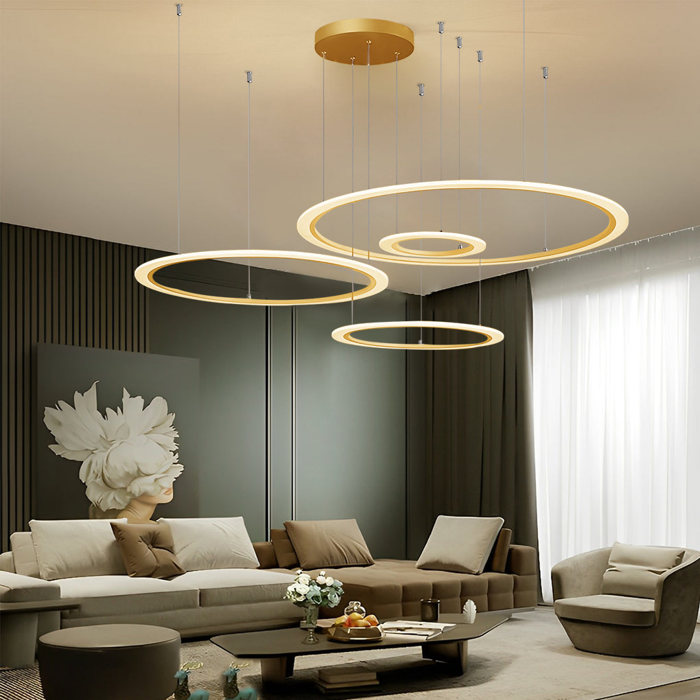 4 Circles Artistic Dimmable LED Modern Pendant Lighting Chandeliers
