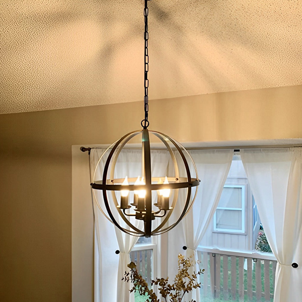Creative Iron Round Lantern Design Industrial Style Chandelier Pendant Lights