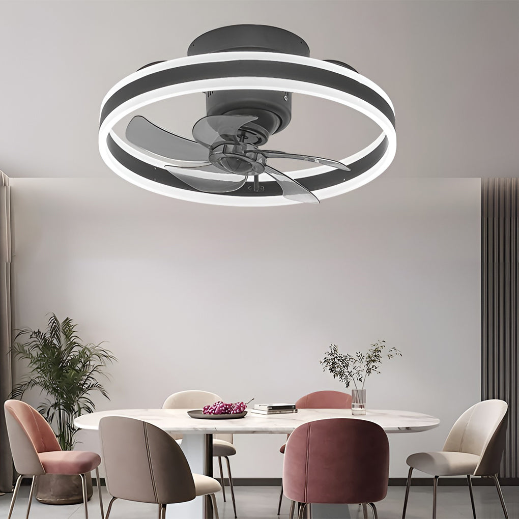 Round Stepless Dimming LED 360° Rotating Modern Ceiling Fan Light - Dazuma