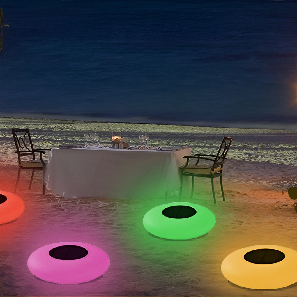 Round Colorful RGB LED Waterproof Solar Modern Outdoor Lights Pool Lights