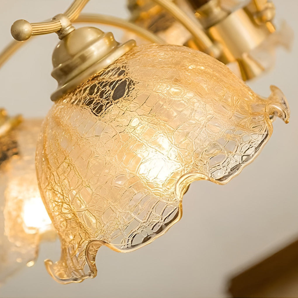 3 Lights Cracked Glass Retro Chandelier Pendant Light Ceiling Lamp - Dazuma
