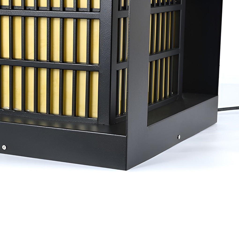 Black Industrial LED Outdoor Pathway Lantern - Building-Inspired Cuboid Design