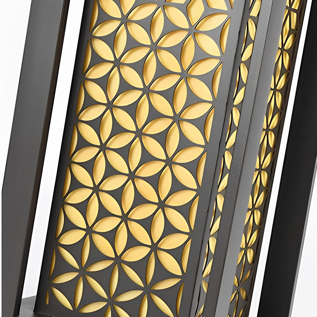 Floral Pattern LED Lawn Lamp Unique Modern Pathway Lights Black