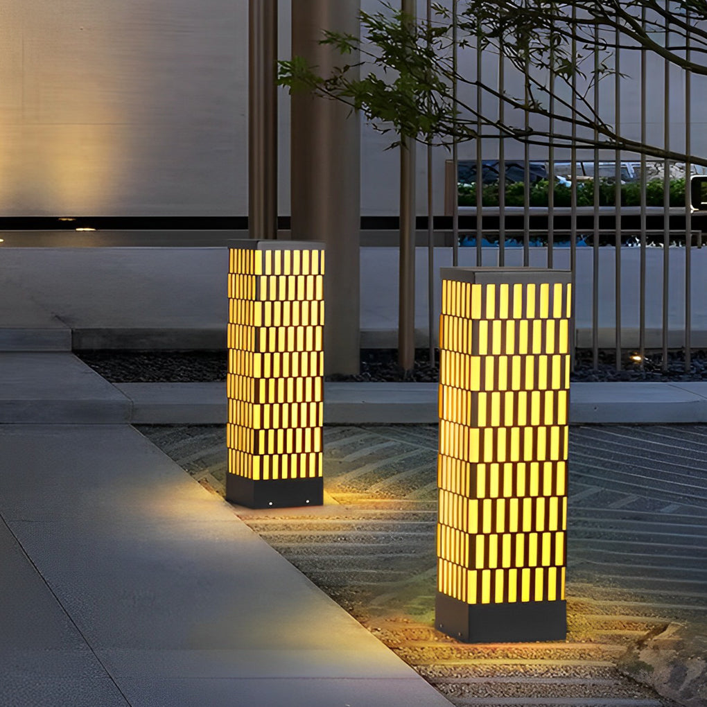 Retro Grid Designed Waterproof LED Black Modern Lawn Lamp Outdoor Lighting - Dazuma