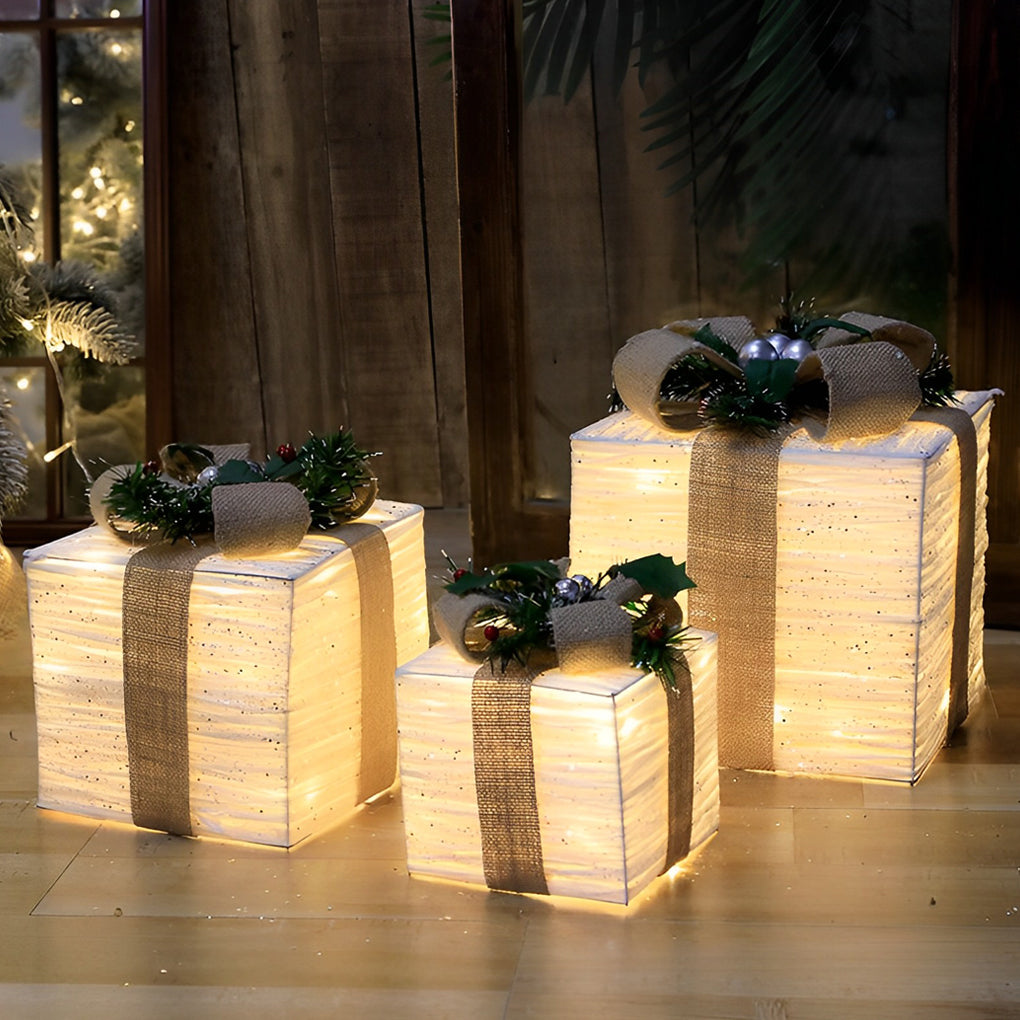 3 Pc Set Creative Christmas Decor Gift Box Scene Layout Decorations - Dazuma