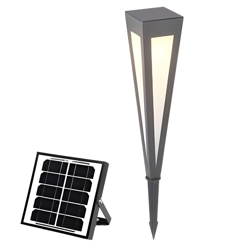 Adjustable RGB Solar LED Pathway Light Square Top & Conical Base Outdoor Lawn Lighting