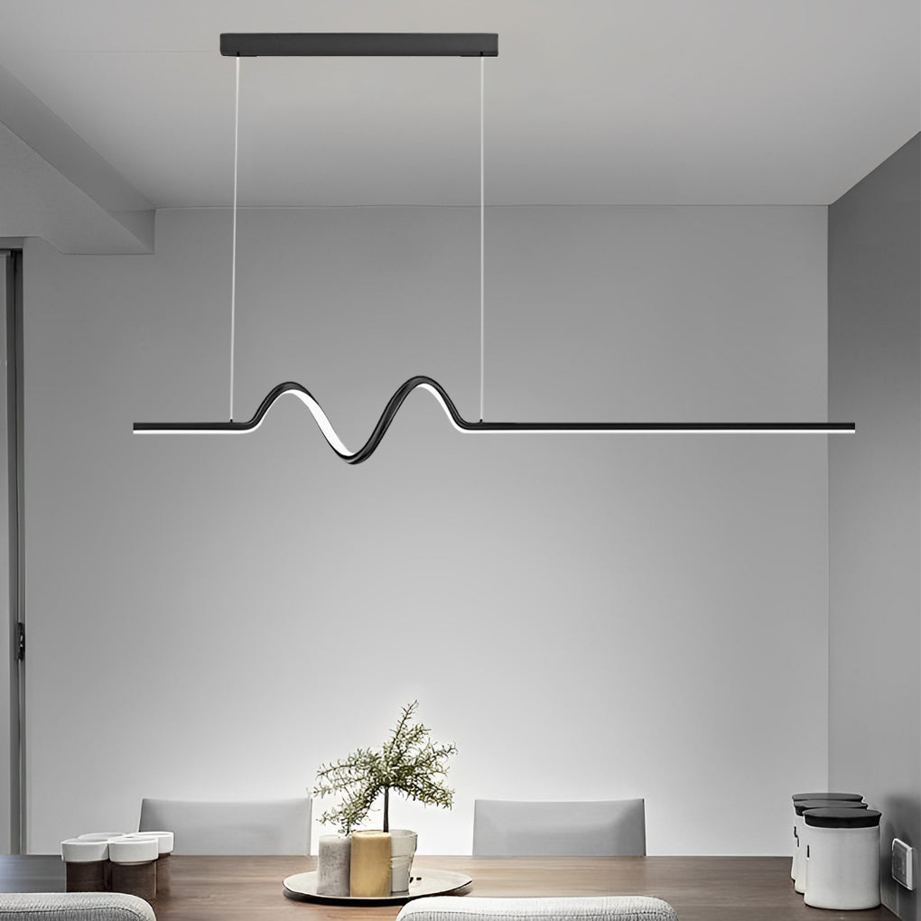 Creative Minimalist Wavy Stepless Dimming Nordic Chandeliers with LED Strip
