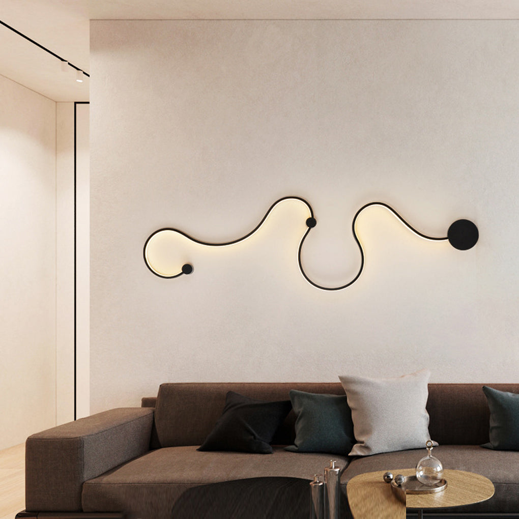 Creative Long Curved Linear LED Modern Wall Sconce Lighting Wall Light Wall Lamp