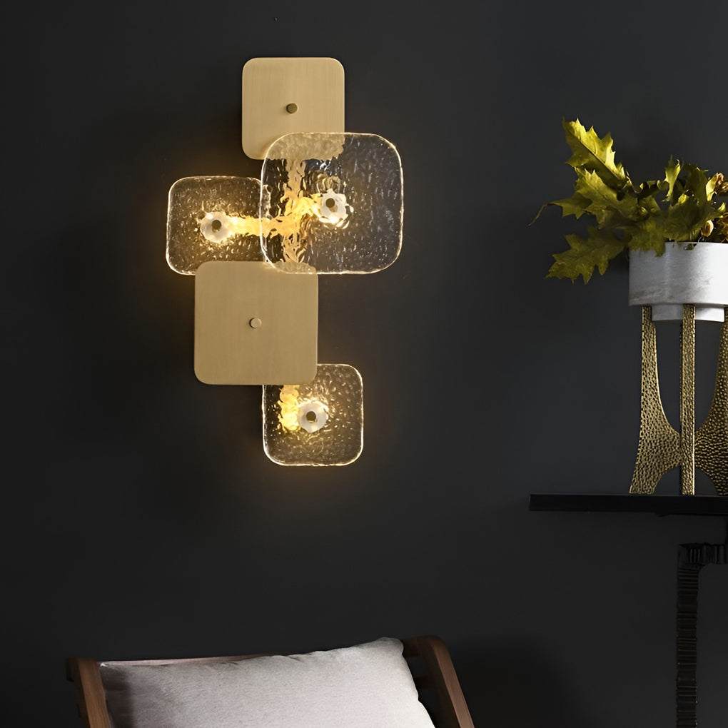 Creative Rounded Square Glass Copper LED Modern Wall Sconce Lighting