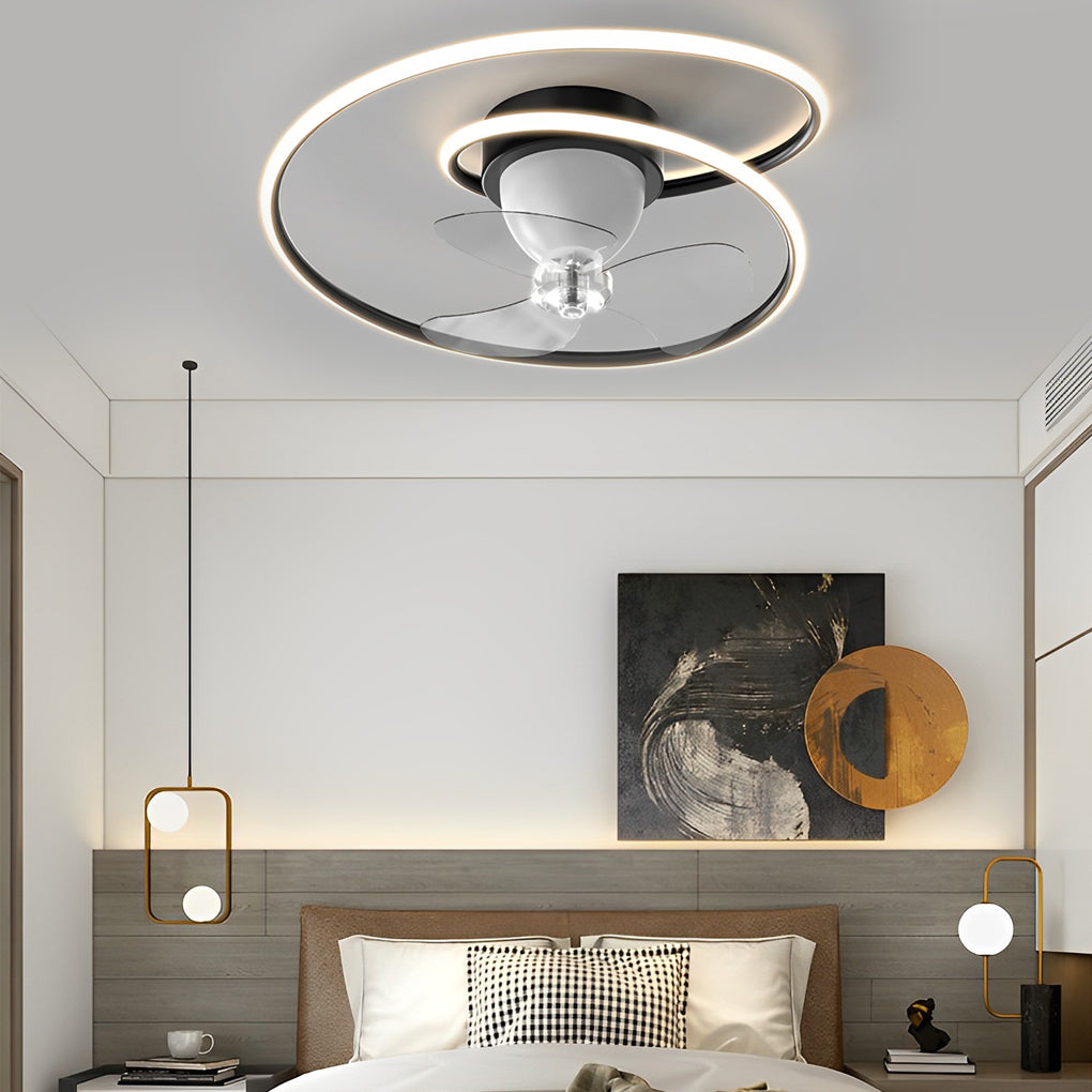 Fan Revolving Light Smart 360° Rotating LED Stepless Dimming Timing Modern Ceiling Fans ...