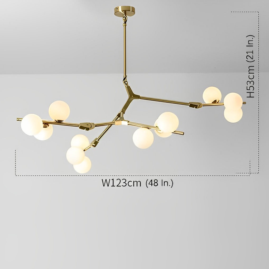 Nordic Style Modern Minimalist Cluster Metal Glass Chandelier – Black & Gold Fixture