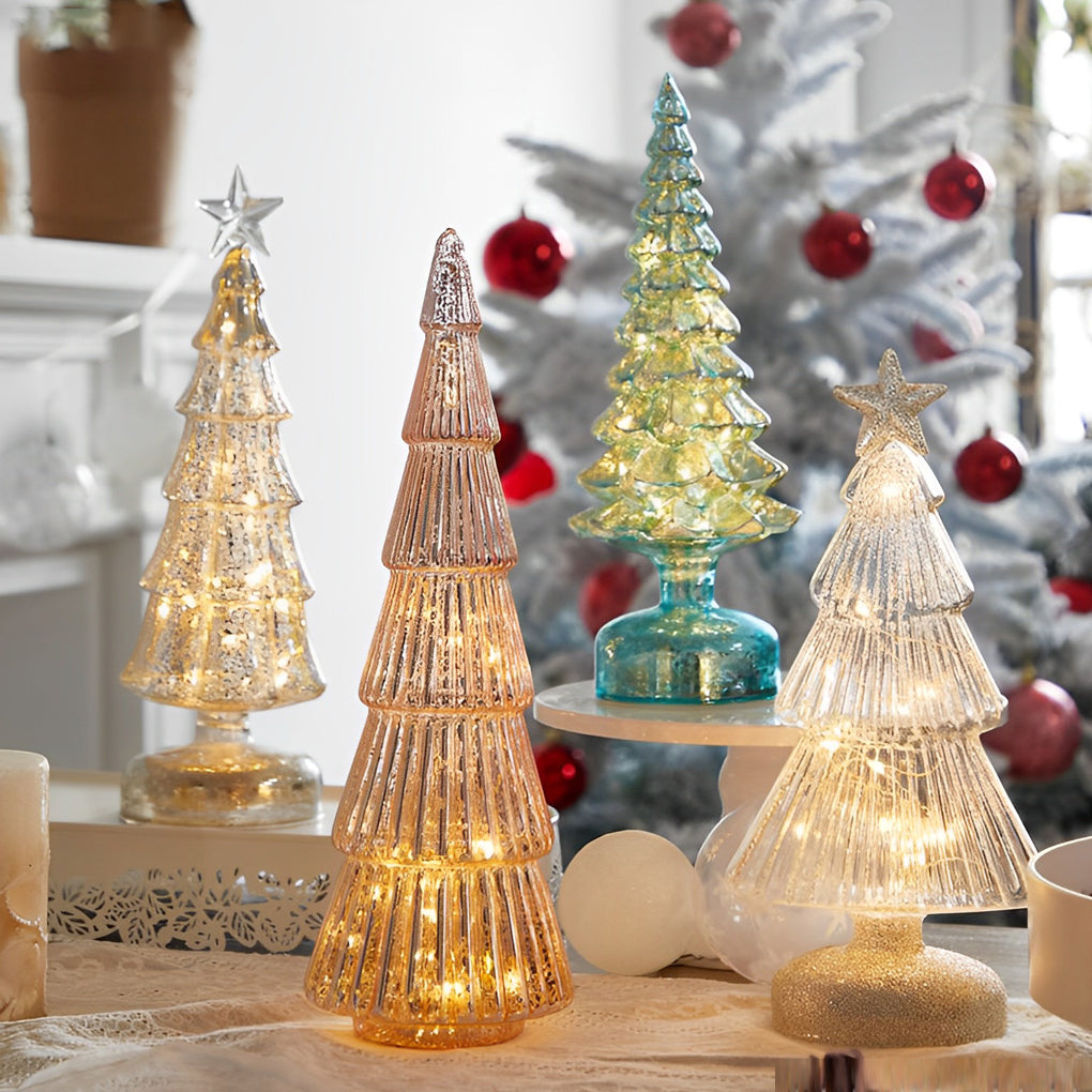 Tower Shaped Glass Decorative Lights Christmas Ornament Home Table Decor