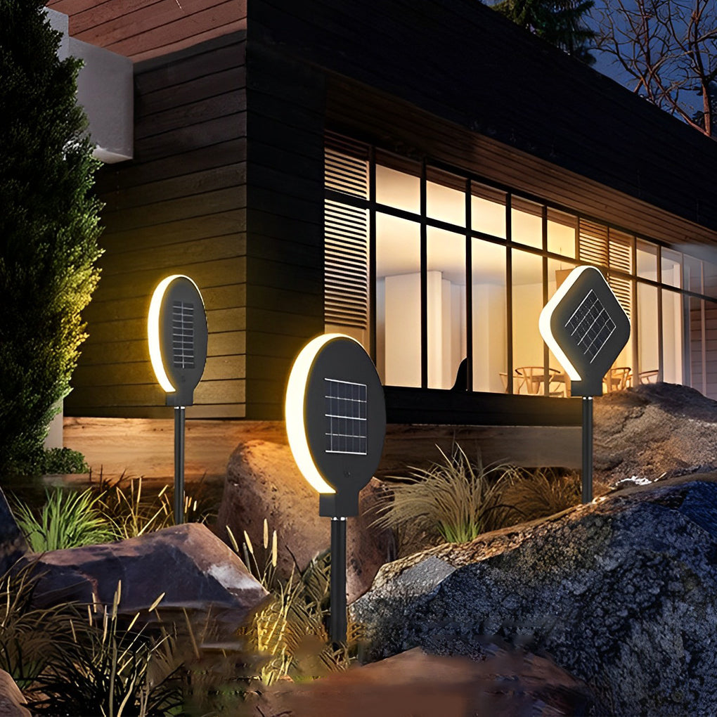 Modern Circular Black Solar LED Lawn Light