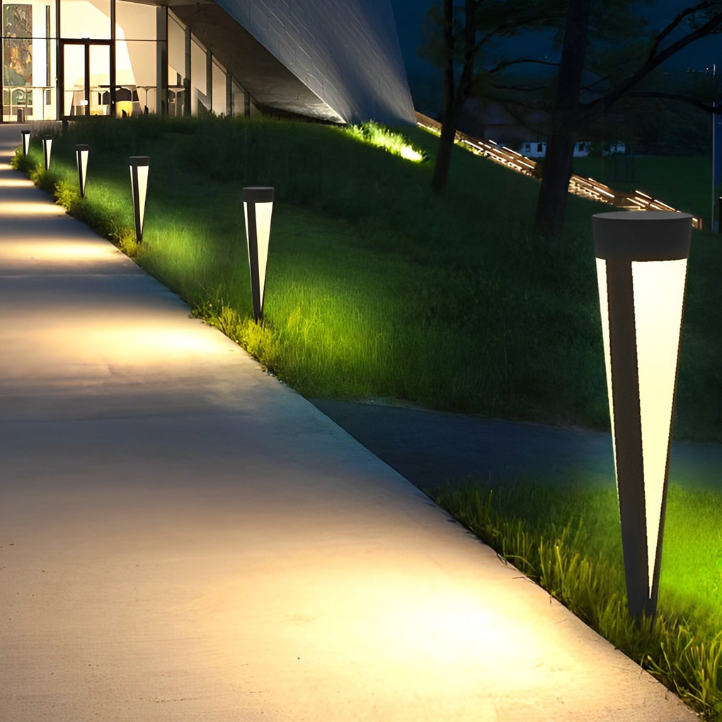 Round Outdoor Waterproof LED Gray Modern Solar Outdoor Lights Lawn Lamp