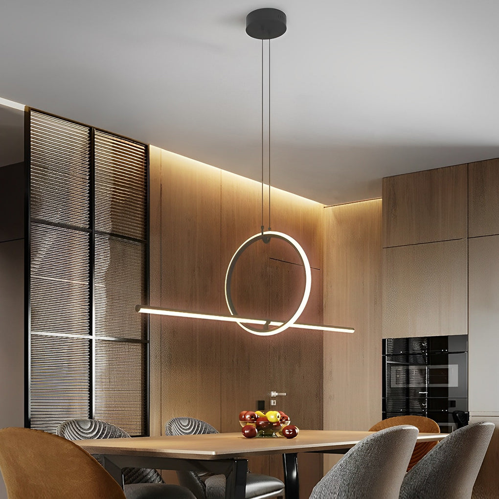 Long Linear Ring Three Step Dimming Modern Minimalist LED Chandeliers