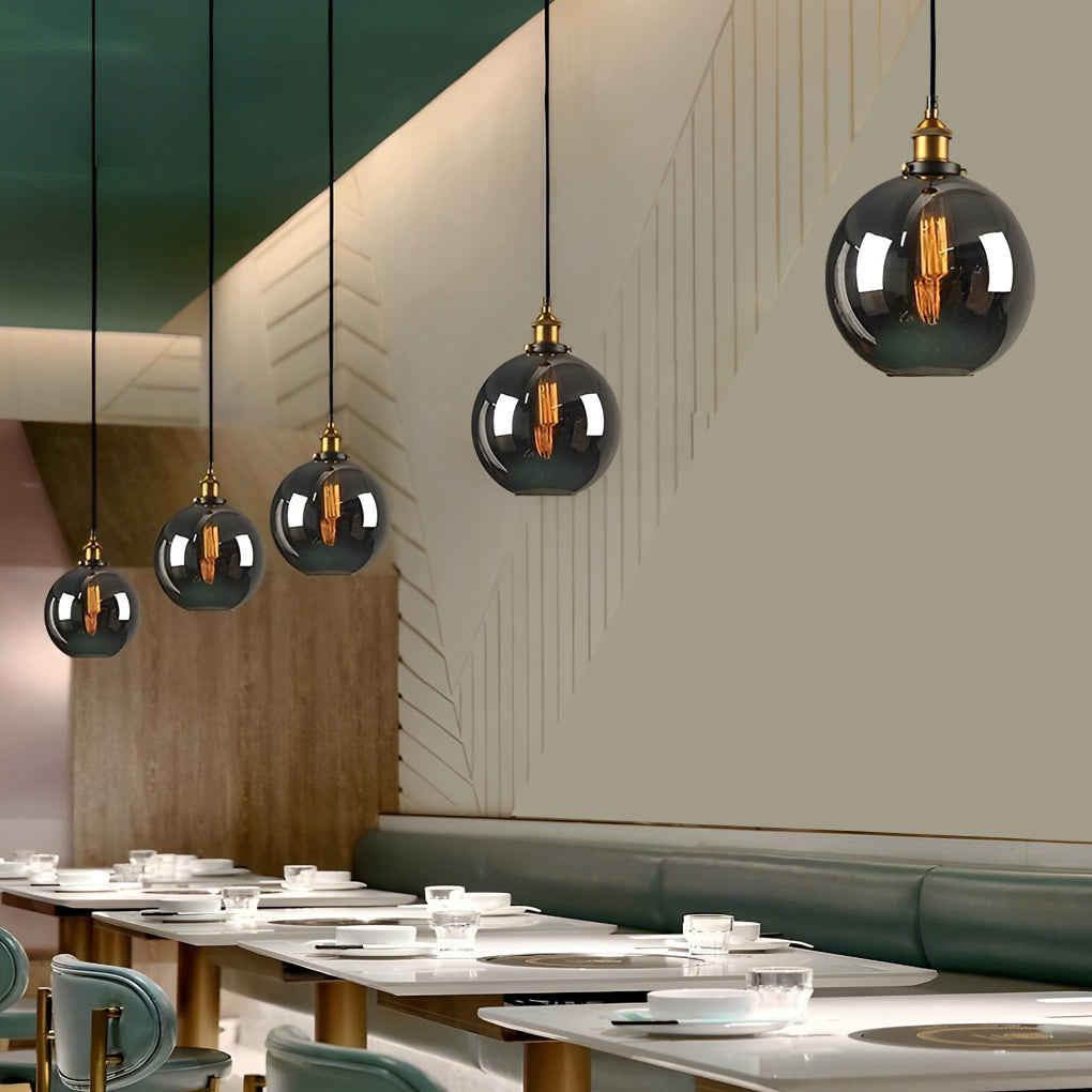 Retro Creative Glass Electroplated Smoke Gray Industrial Pendant Lamp - Dazuma
