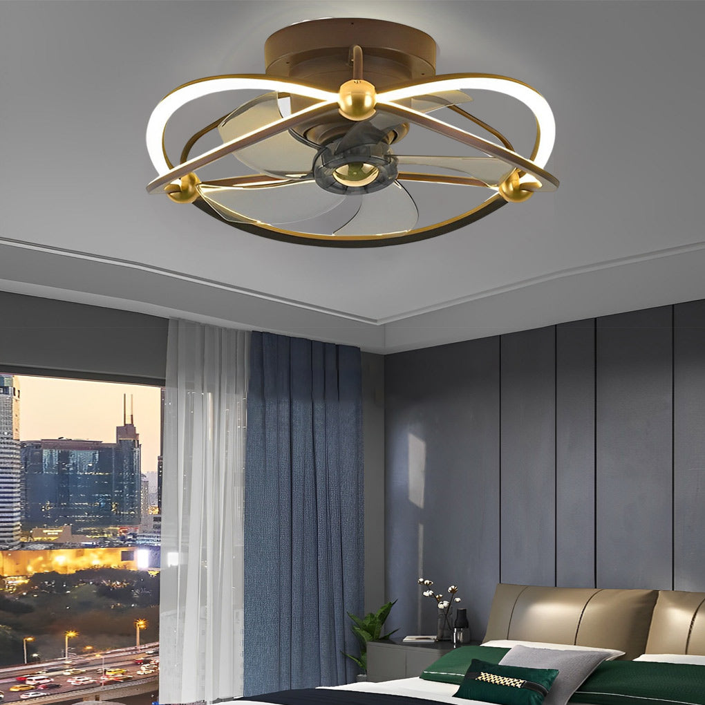 Intelligent Adjustable Stepless Dimming LED Ceiling Fan Light with Remote