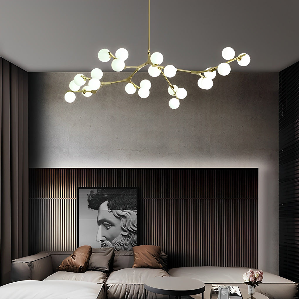 Nordic Style Modern Minimalist Cluster Metal Glass Chandelier – Black & Gold Fixture