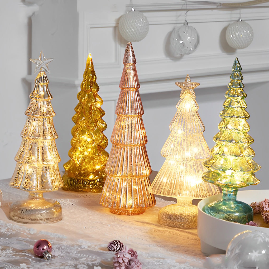 Tower Shaped Glass Decorative Lights Christmas Ornament Home Table Decor