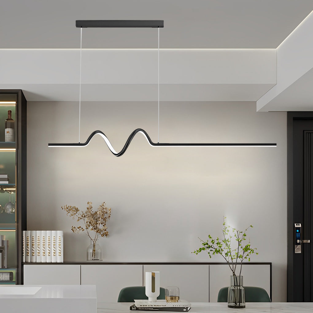 Creative Minimalist Wavy Stepless Dimming Nordic Chandeliers with LED Strip
