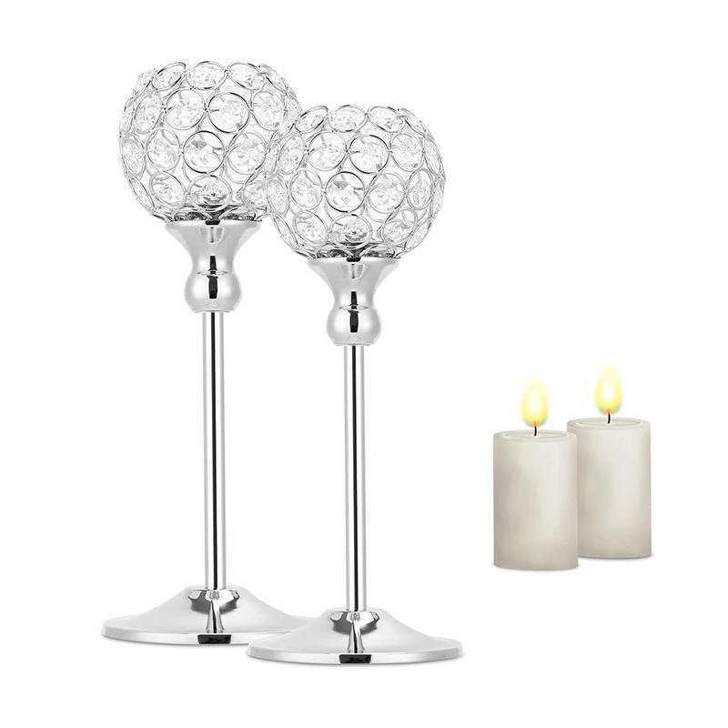 2-Piece Crystal Table Pineapple Candle Holder for Dining Christmas New Year