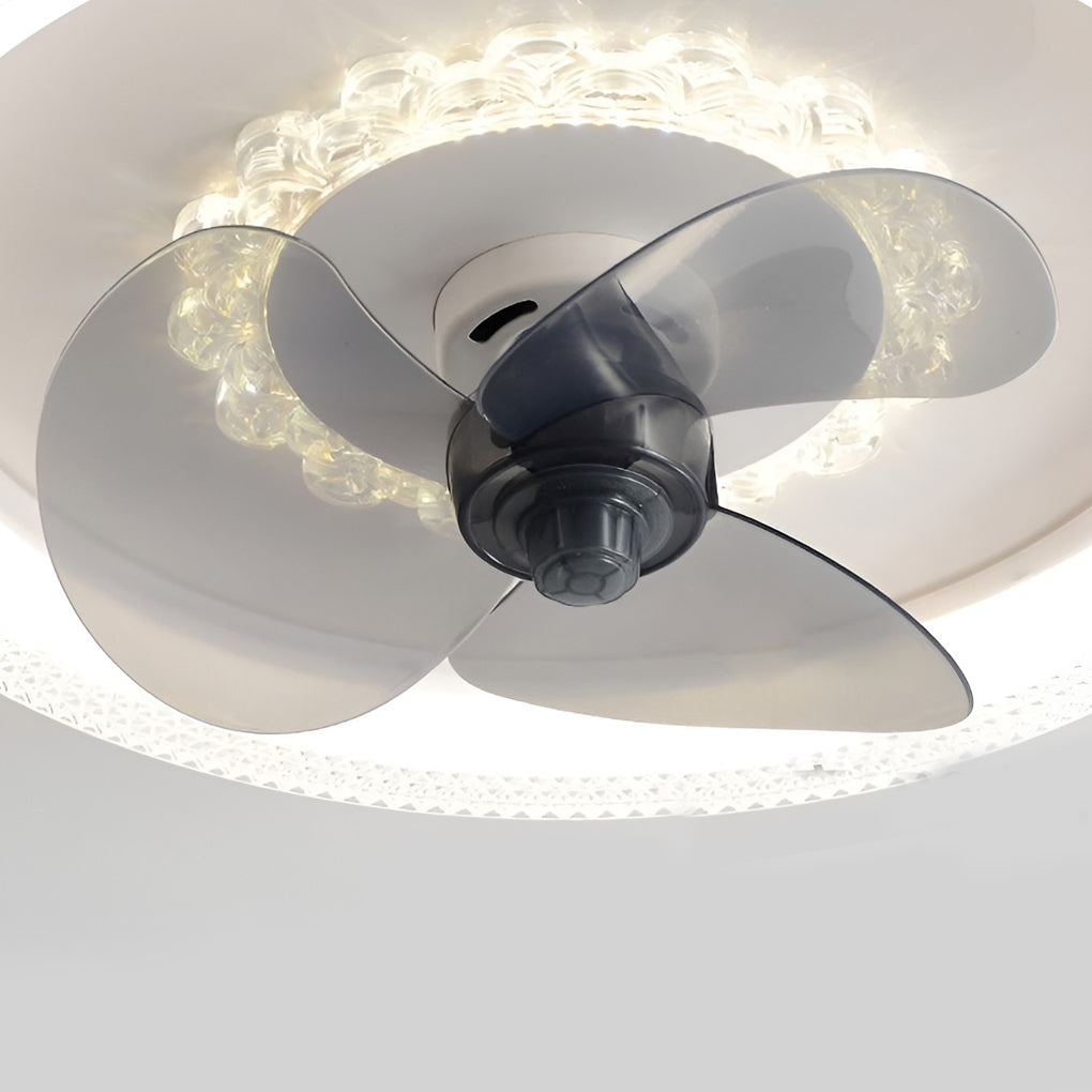 Round Muted 360° Rotatable Stepless Dimming LED Modern Ceiling Fan Light