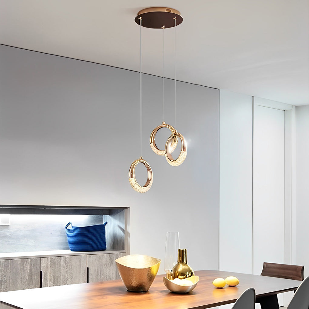 Ring Shaped LED Electroplated Metal Modern Pendant Light Hanging Lamp Chandeliers