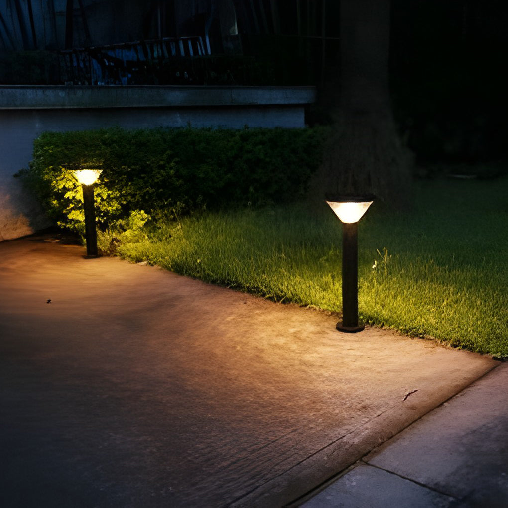 Round Light Control Induction Black Modern Outdoor Solar Pathway Lights