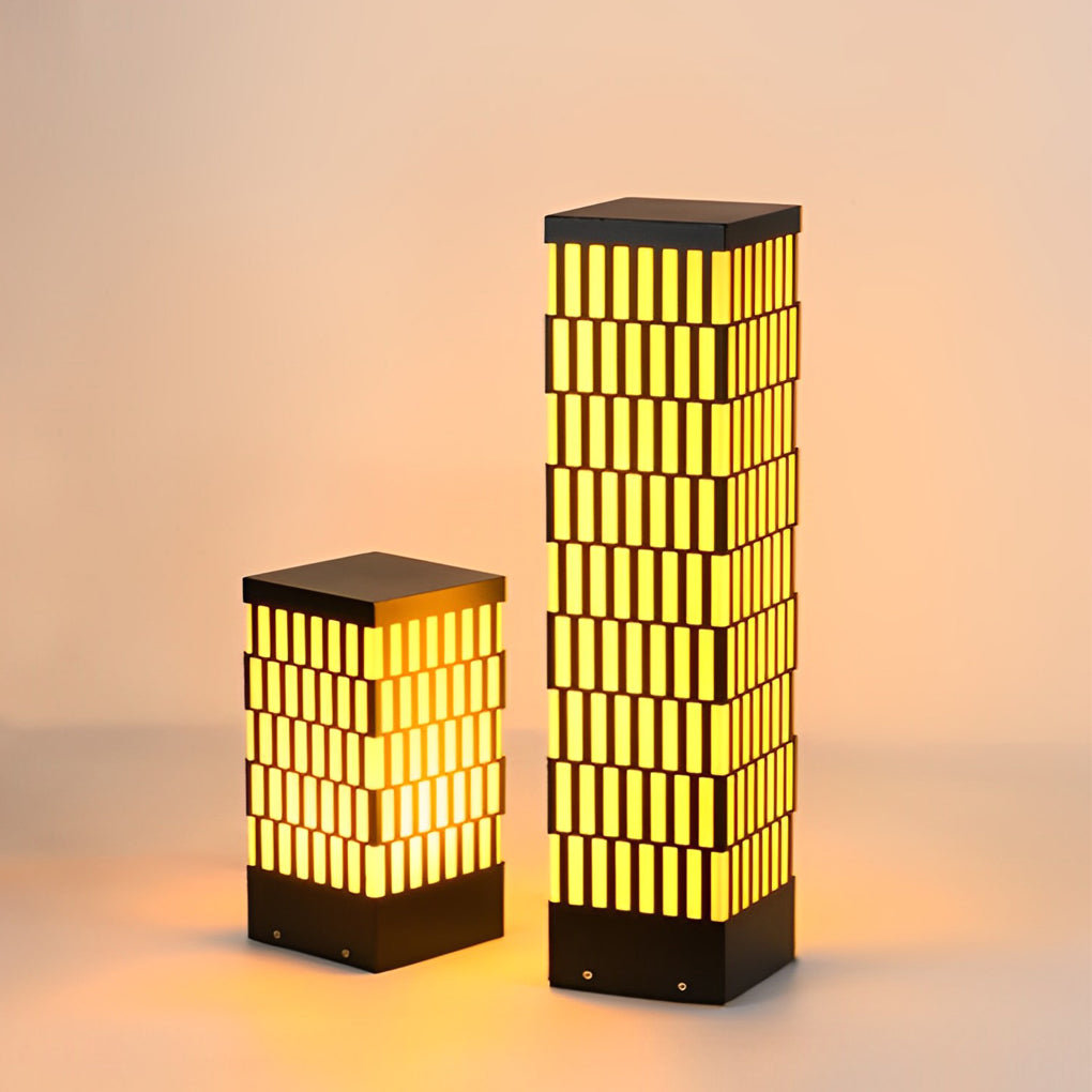 Retro Grid Designed Waterproof LED Black Modern Lawn Lamp Outdoor Lighting