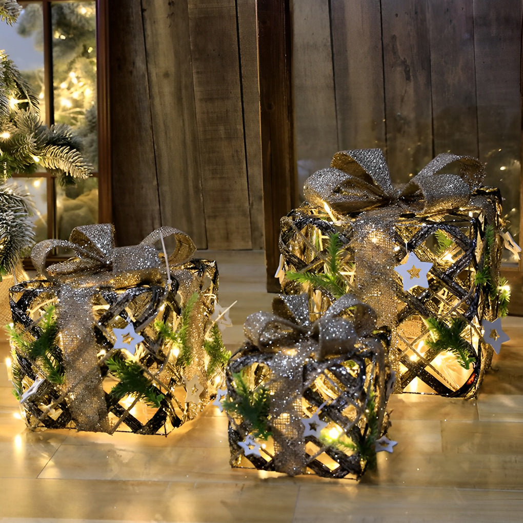 3 Pc Set Creative Christmas Decor Gift Box Scene Layout Decorations