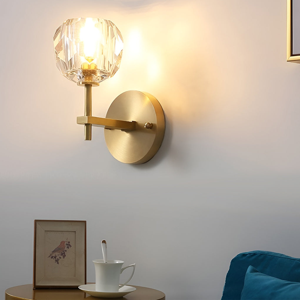 Ball-shaped LED Crystal Gold Postmodern Plug in Sconce Lighting Wall Lamp - Dazuma