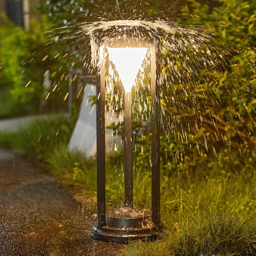 Adjustable Brightness LED Solar Path Lights Outdoor Black Modern Lawn Lamp