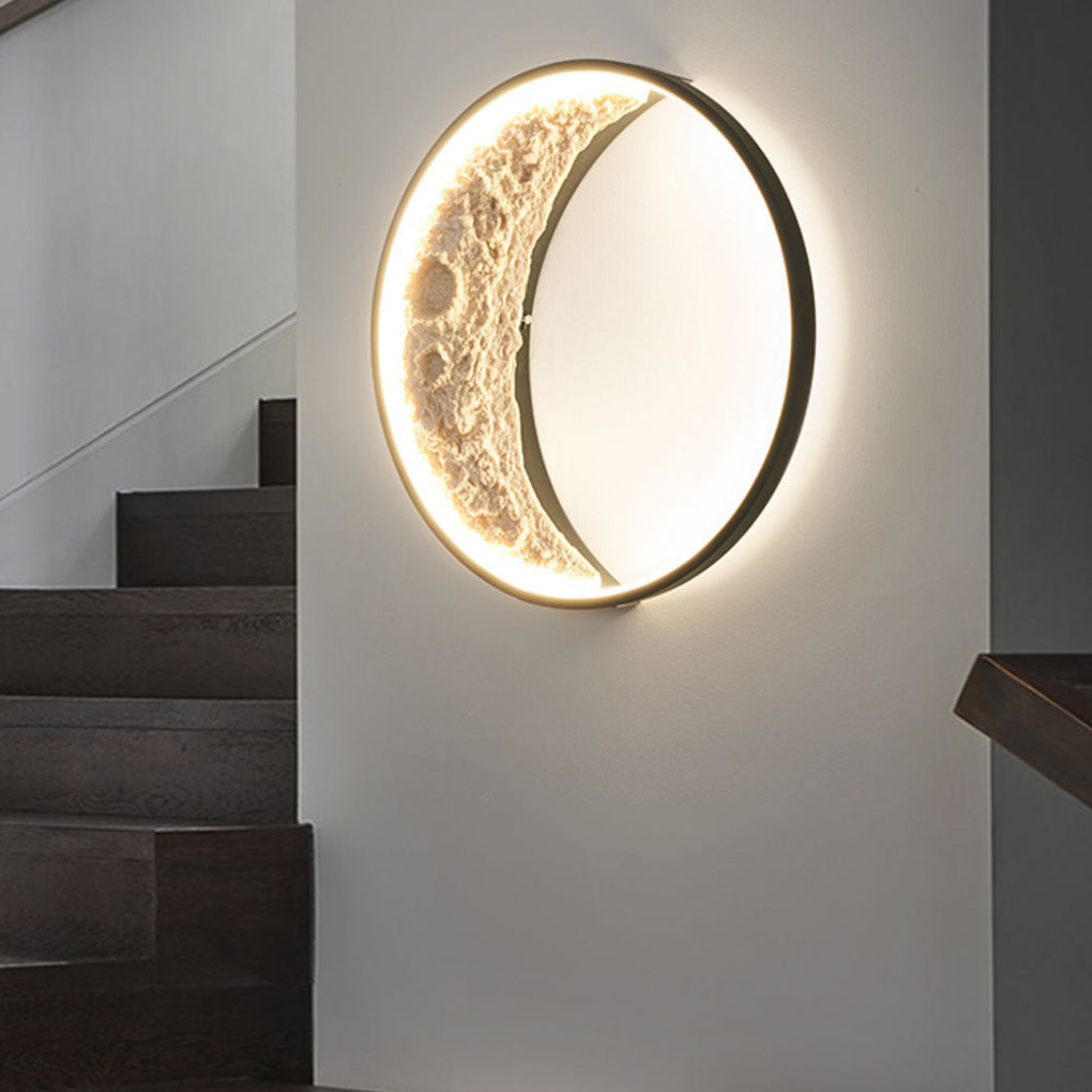 Crescent Led Light Round Resin Moon Crescent LED Hardwired Outdoor Wall Light - Dazuma