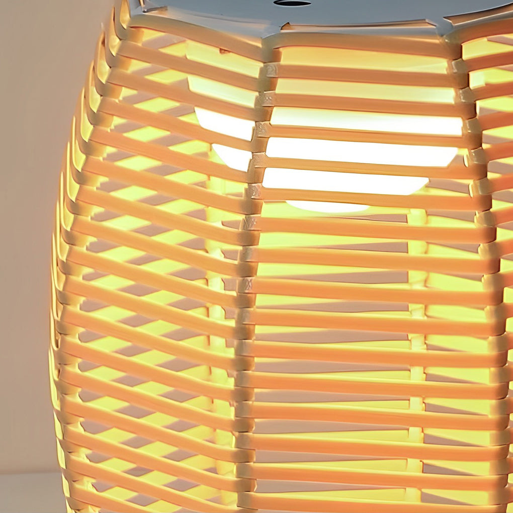 Portable Rattan Lantern Waterproof LED Modern Solar Outdoor Light Floor Lamp
